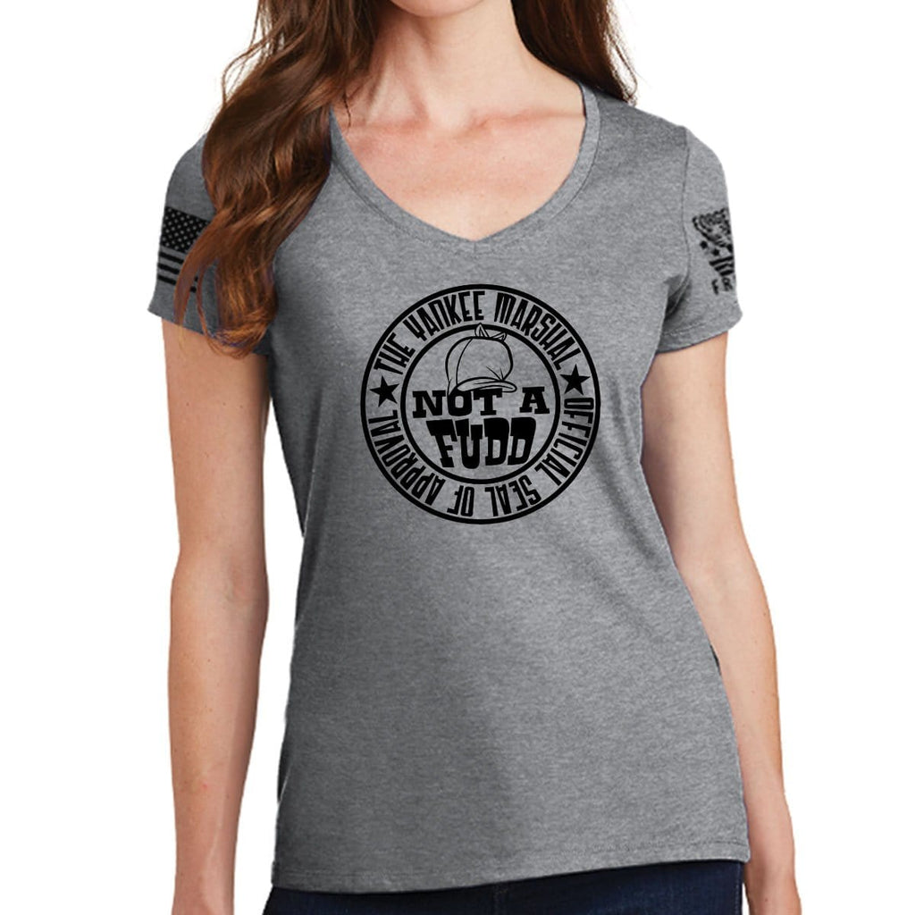 Ladies V-Neck Yankee Marshal Fudd Seal of Approval T-shirt Style001