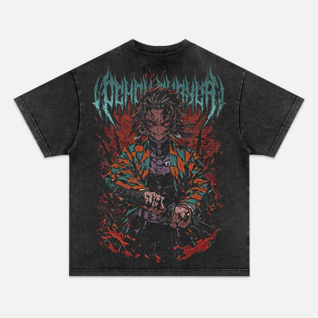 TANJIRO UNISEX ANIME INSPIRED VINTAGE TEEä¸¨DEMON SLAYER-[BACK]