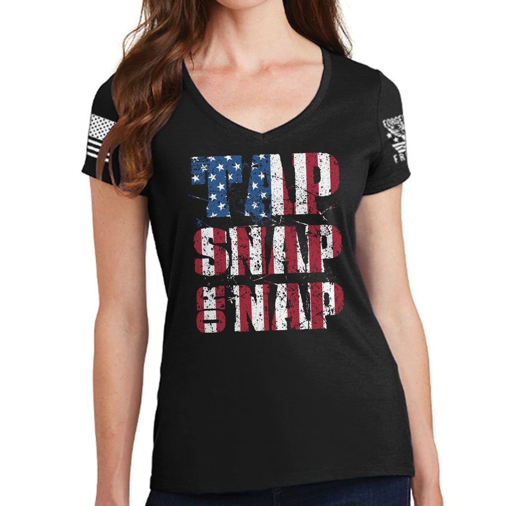 Ladies Tap Snap Or Nap V-Neck T-shirt Style001