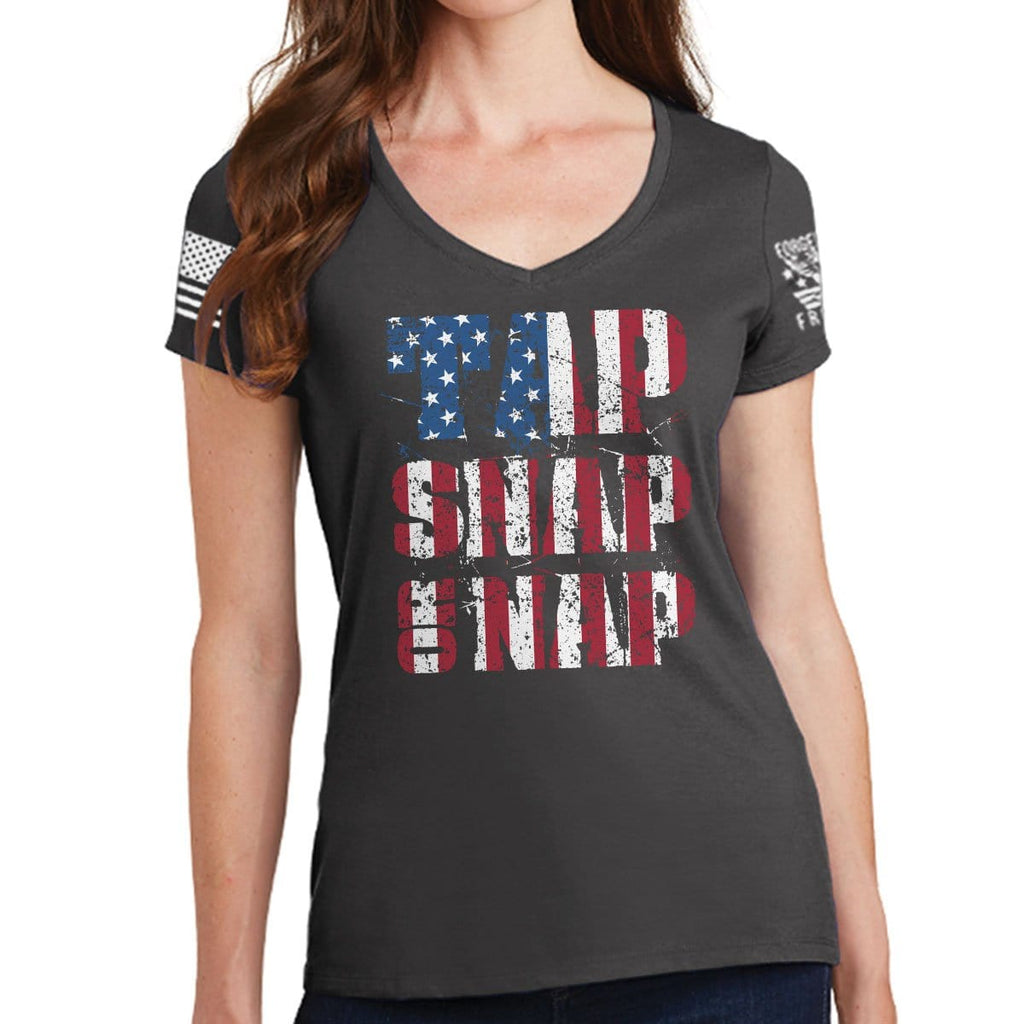 Ladies Tap Snap Or Nap V-Neck T-shirt Style001