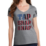 Ladies Tap Snap Or Nap V-Neck T-shirt Style001