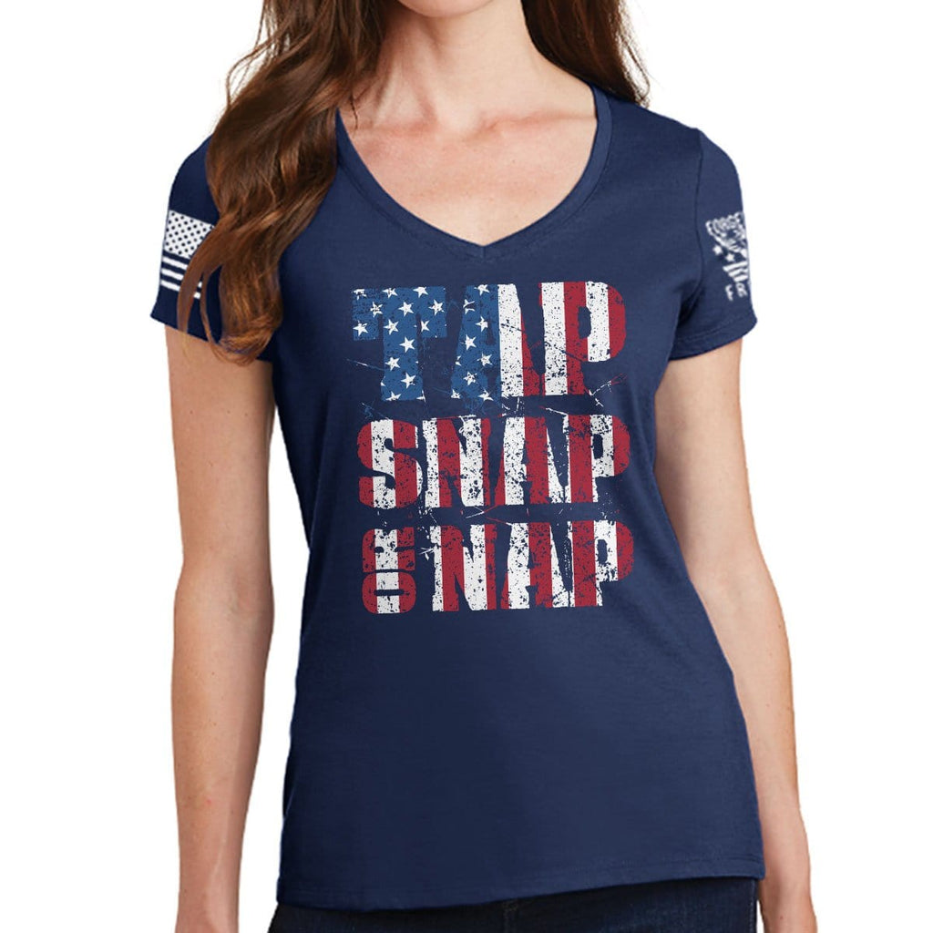 Ladies Tap Snap Or Nap V-Neck T-shirt Style001