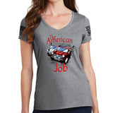 Ladies The American Job V-Neck T-shirt Style001