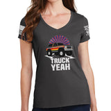 Ladies Truck Yeah - Bronco V-Neck T-shirt Style001