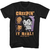 Universal Monsters - Creepin It Real - American Classics - Solid Black Adult Short Sleeve T-Shirt