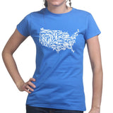 US Guns Map Ladies T-shirt Style001