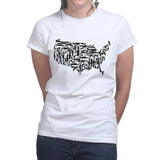 US Guns Map Ladies T-shirt Style001