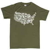 US Guns Map Mens T-shirt Style001