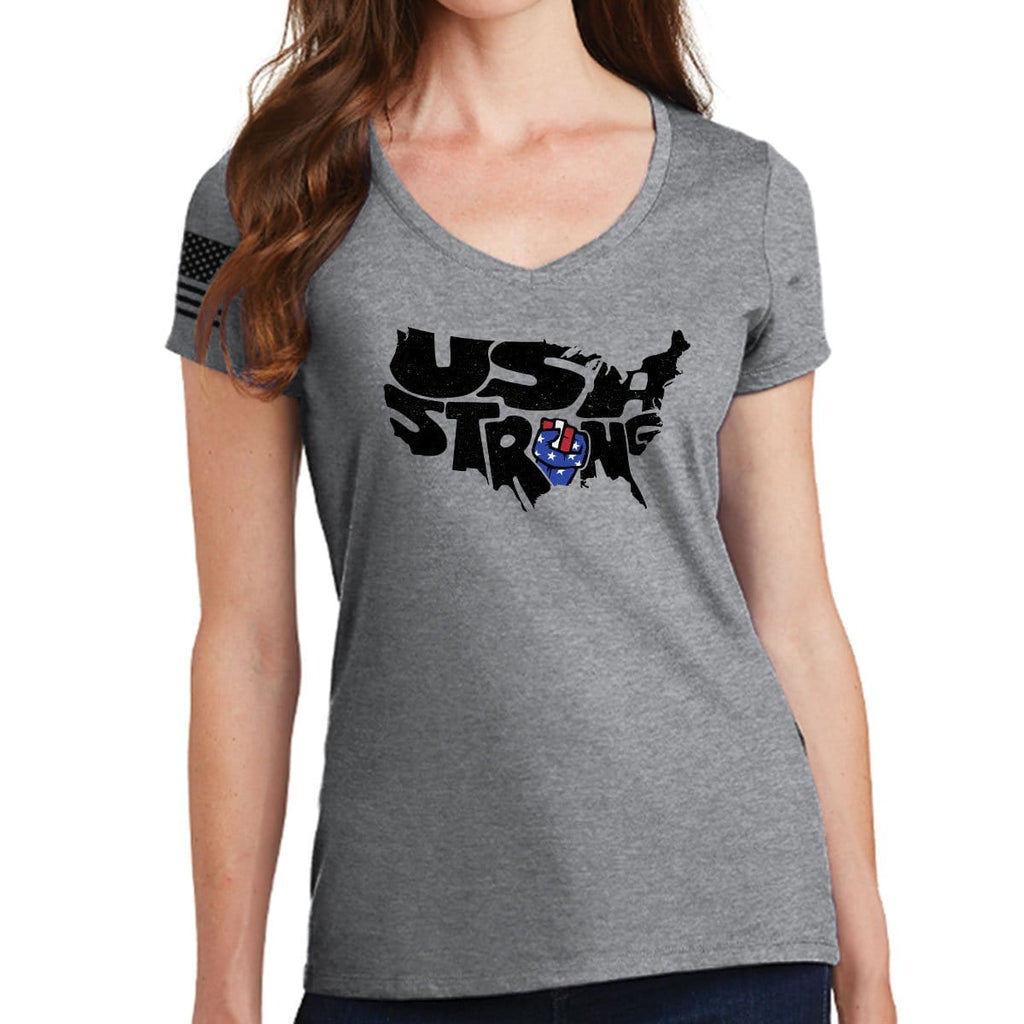 USA Strong Ladies V-Neck T-shirt