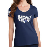 USA Strong Ladies V-Neck T-shirt