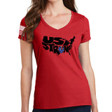 USA Strong Ladies V-Neck T-shirt