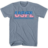 USFL - Logo - American Classics - Heather Blue Adult Short Sleeve T-Shirt Style001