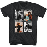 Whitney Houston - Picture Blocks - American Classics - Heather Black Adult Short Sleeve T-Shirt