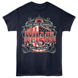 Willie Nelson - Last Man Standing - Officially Licensed - Blue Solid Front Print Adult Short Sleeve T-Shirt