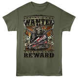 World Of Outlaws - Wanted - American Classics - Military Green Adult Short Sleeve T-Shirt