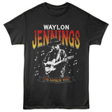 Waylon Jennings - Music Notes - Officially Licensed - Gray Solid Front Print Adult Short Sleeve T-Shirt