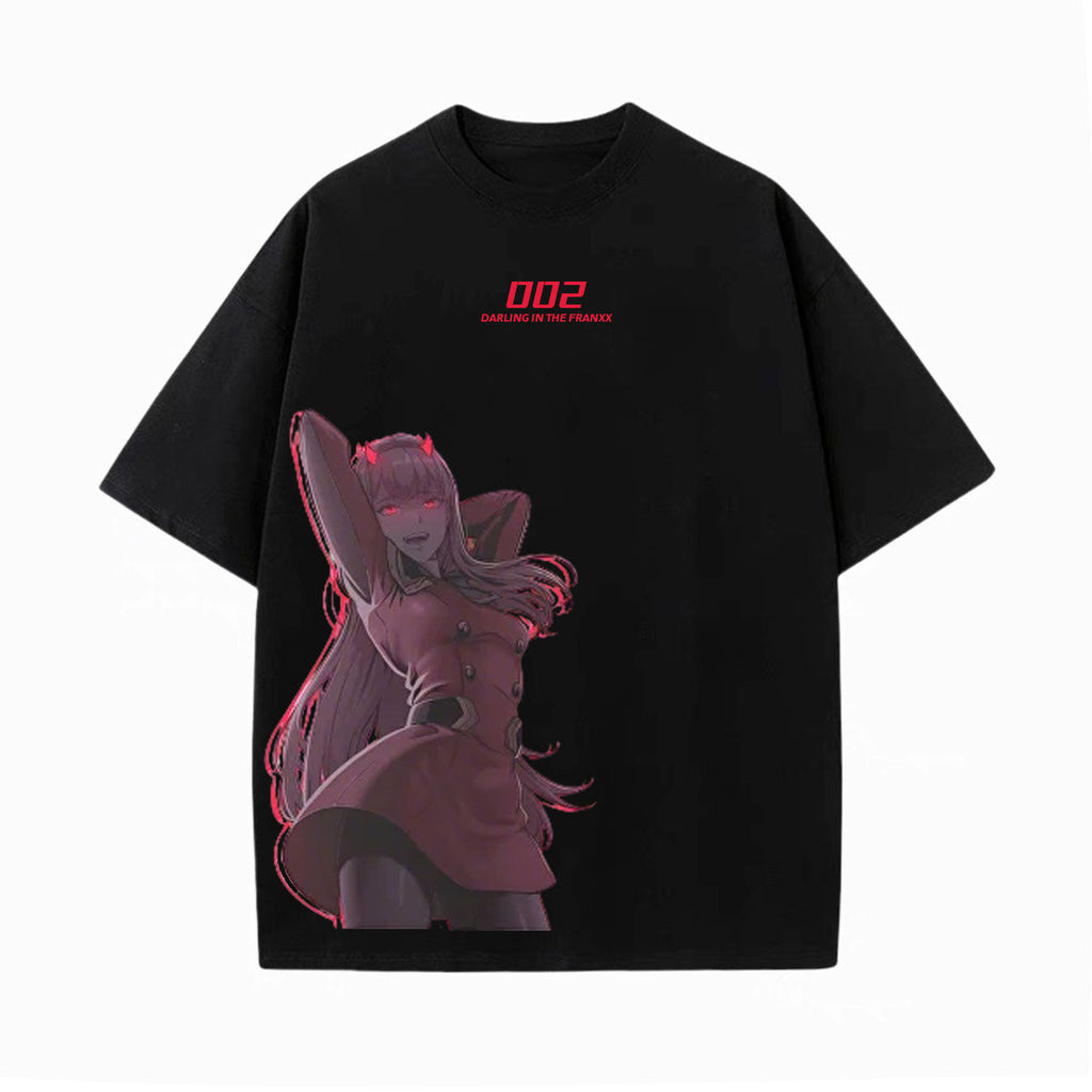 ZERO TWO UNISEX ANIME INSPIRED VINTAGE OVERSIZED TEE-[FRONT]