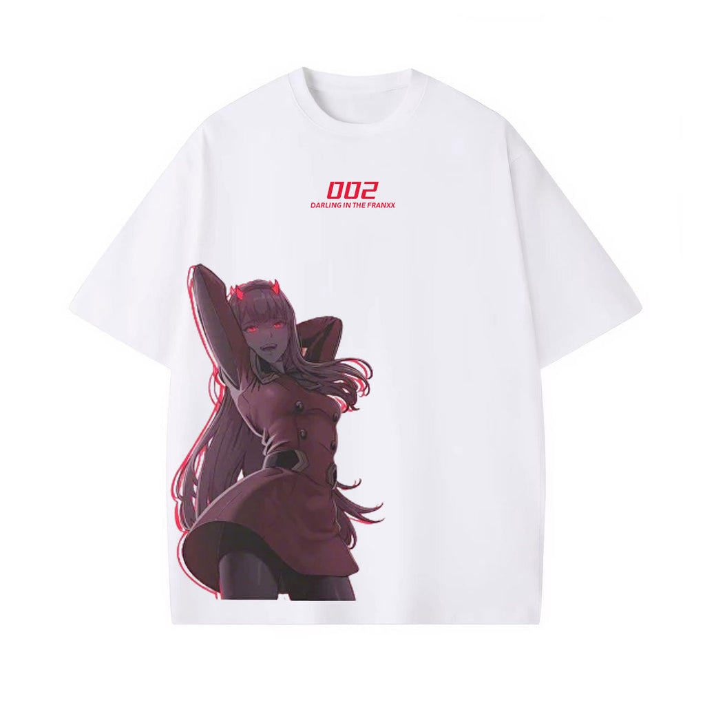 ZERO TWO UNISEX ANIME INSPIRED VINTAGE OVERSIZED TEE-[FRONT]