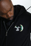 STREET FIGHTER - 'Guile Flash Kick' Embroidered Full-Zip Hoodie - Black
