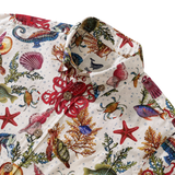 Children's Hawaiian Shirt Marine Life Seahorse Octopus Print Cotton Button-down Short Sleeve Marine Life Youth Shirt