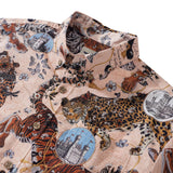 Men's Hawaiian Shirt Short Sleeve Button-down 100% Cotton Beige Aloha Wild Romance