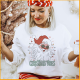 Christmas Vibes Santa with Peace Glasses Holiday Sweatshirt