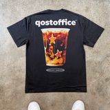 QOSTOFFICE 'ICED COFFEE' EVERYDAY ESSENTIAL HEAVYWEIGHT BLACK T-SHIRT