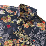 Cranes 100% Cotton Japanese Hawaiian Shirt Men's Short Sleeve Button-down Black Hawaiian Shirt Gratitude Of A Thousand Cranes