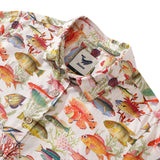Women's Hawaiian Shirt Sea Ocean Fish Print Cotton Button-up Short Sleeve Sea Ocean Fish Women Shirt