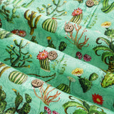 Men's Hawaiian Shirt Short Sleeve Button-down 100% Cotton Green Aloha Western Cactus Oasis