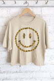 Flower Smile Face Graphic Long Crop Top
