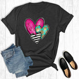 Valentine's Day Turquoise Stripe Heart Graphic Tee
