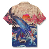 Yiume Ukiyo-e Hawaiian Shirt 100% Cotton Shirt For Men Camp Collar Aloha Shirt Ukiyo-e No6 By Rlon
