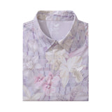 Men's Hawaiian Light Blue Floral Print Short Sleeve Polo Shirt Light Blue Floral Polo