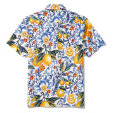 Men's Vintage Blue Hawaiian Shirt Sicily Lemon Shirt Short Sleeve Button-down Tropical Shirt
