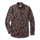 Men's Hawaiian Shirt Serenity in Bloom Print By Mahhima Bansal Cotton Button-down Long Sleeve Aloha Shirt Serenity In Bloom By Mahhima Bansal