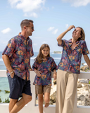 Children's Hawaiian Shirt Quirky Plants Print Cotton Button-down Short Sleeve Quirky Plants Youth Shirt