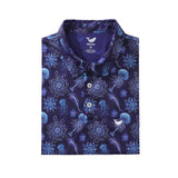 Men's Hawaiian Luminocean Print By Luova Flow Short Sleeve Polo Shirt Luminocean By Luova Flow Polo