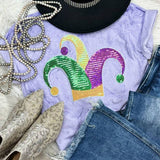 Sequin Jester Hat Patch Pigment Dyed Tee