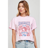 America Land of the Free Vintage Graphic Crop Top