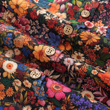 Women's Hawaiian Shirt Short Sleeve Button-up 100% Cotton Blue Aloha Among The Flowers