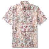 1950s Hawaiian Shirt For Men Poetic Patchwork Button-down Shirt Short Sleeve 100% Cotton Aloha Shirt