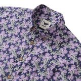 Men's Hawaiian Shirt Button Down Morris Shirt Purple Floral Cotton Aloha Shirt Tribute To William Morris