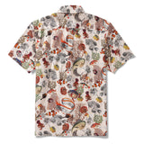 Men's Hawaiian Shirt Short Sleeve Button-down 100% Cotton Yellow Aloha King Mackerel for Unacquainted Friends