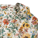 Men's Hawaiian Shirt Short Sleeve Button-down 100% Cotton Beige Aloha Floral Reverie