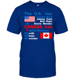 Caitlin Puke The Us Has George Bush Johnny Cash Bob Hope Stevie Wonder Canada Has Brian Mulroney Shirt
