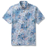 1950s Hawaiian Shirt For Men Floral Button-down Shirt Short Sleeve 100% Cotton Shirt Floral Whispers In The Mist