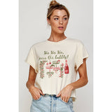 Ho Ho Ho Pass the Bubbly Christmas  Vintage Graphic Crop Te