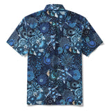 Yiume Men's Blue Hawaiian Shirt 100% Cotton Short Sleeve Button-down Sea Turtle Shirt