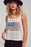 Flag Knit Open-Knit Trapeze Tank